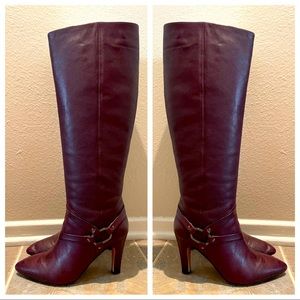 Vince Camuto: size:8 mahogany red leather knee boots